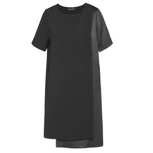 Cop Copine Dummy Robe Layered Dress Size 36 Black Mixed Media Satin Minimalist